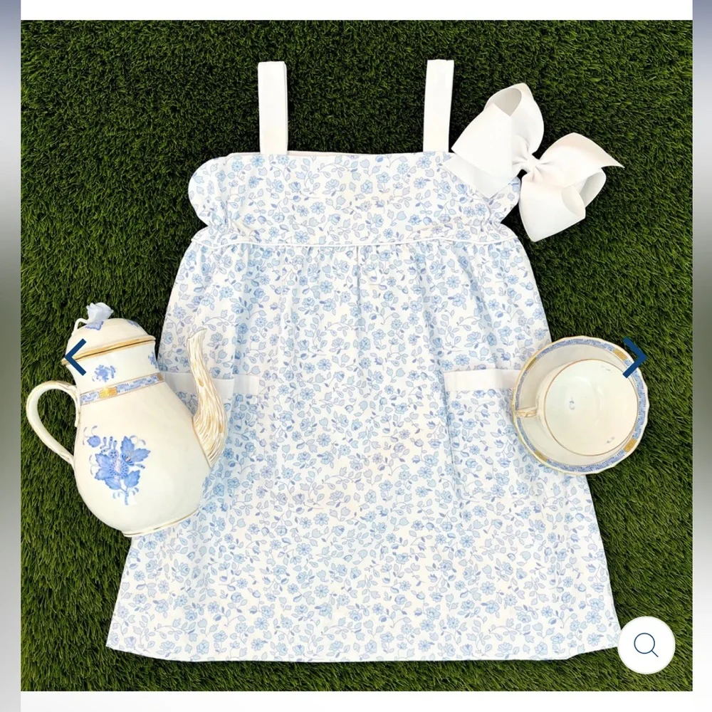 The Beaufort Bonnet Company Millie Day Dress Greenbriar Garden Blue Size 12
